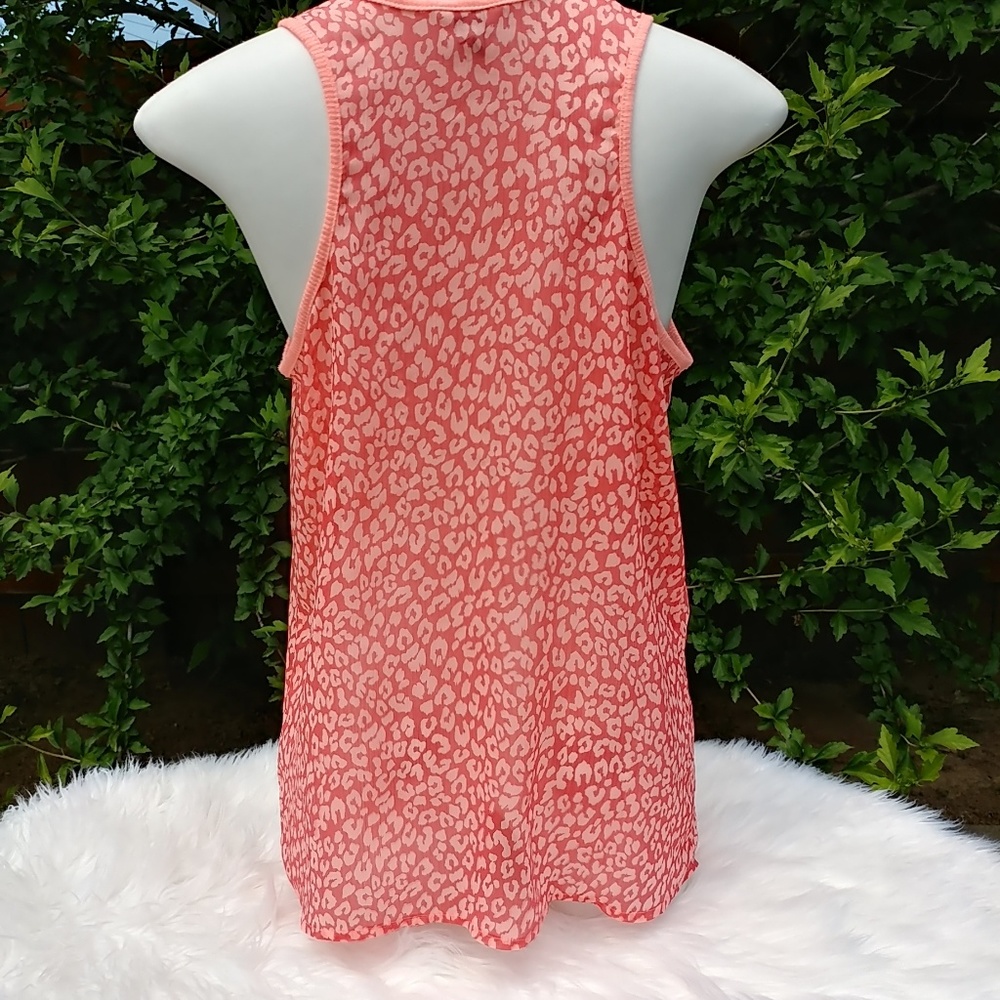 Guess Sheer Animal Print Sleeveless Top L - Picture 4 of 6